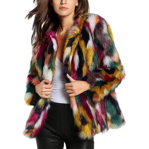 Faux Fur Coat Women Winter Fur Fluffy Jacket Multicolor Furry Coat Jackets